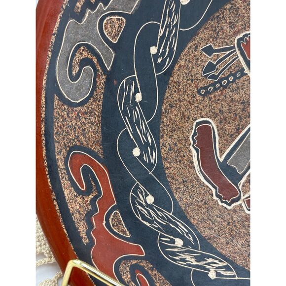 Vintage Handmade Peruvian Terracotta Bowl Decor Mayan Aztec Art - Picture 6 of 6